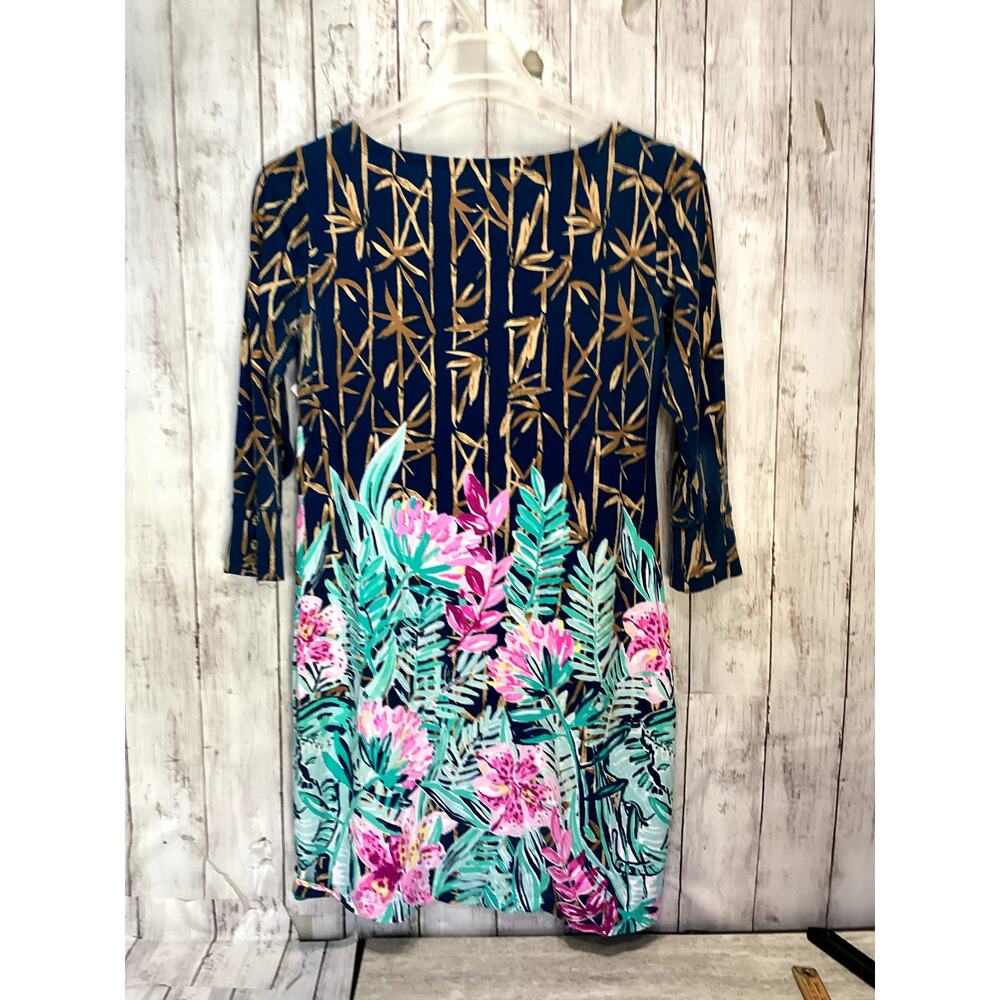Lilly Pulitzer Navy and Gold Bamboo Print Midi Dress - Picture 3 of 7